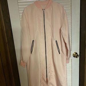 Pink bomber trench jacket